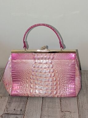 Brahmin Juliette Crocodile-Embossed Top-Handle Bag